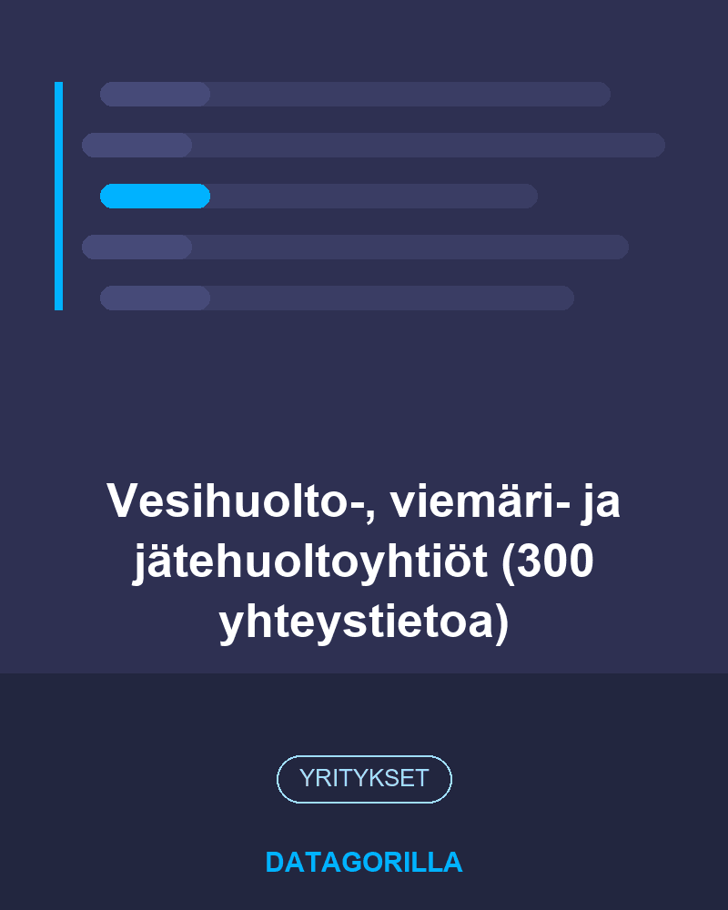 Vesihuolto-, viemäri- ja jätehuoltoyhtiöt (300 yhteystietoa)